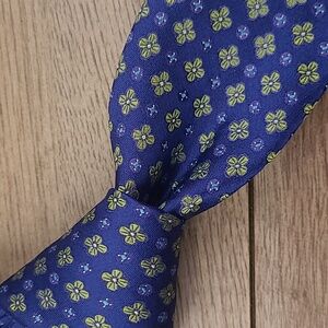 TED BAKER London Metallic Blue Green Floral Pattern Skinny Mens‎ Silk Tie